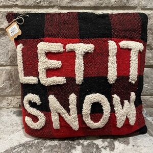 NEW Mud Pie Red and Black Plaid Holiday Pillow
